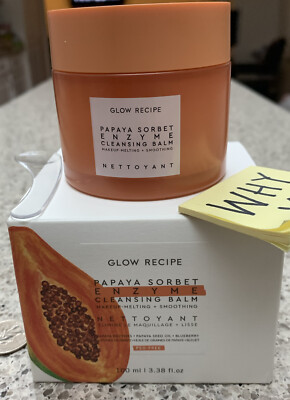GLOW Recipe PAPAYA Sorbet Enzyme Cleansing Balm 3.4oz/100mL Full Sz SEAL RET$32
