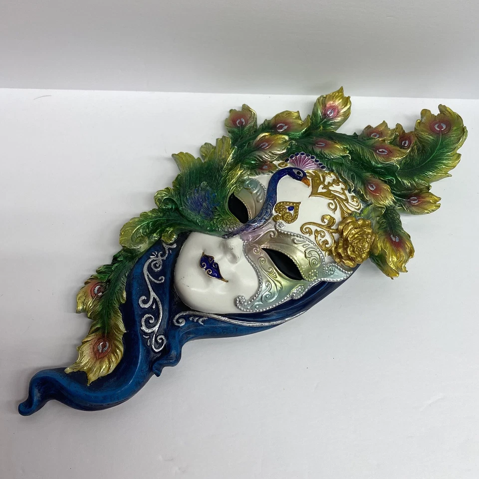 Design Toscano Wall Mask of Venice Peacock 6.5" x 13.5" Mardi Gras - READ - Image 2 of 4