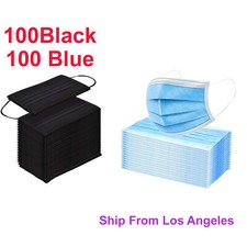 200 Black Blue Mix Face Mask Mouth Nose Protector Respirator Masks USA Seller