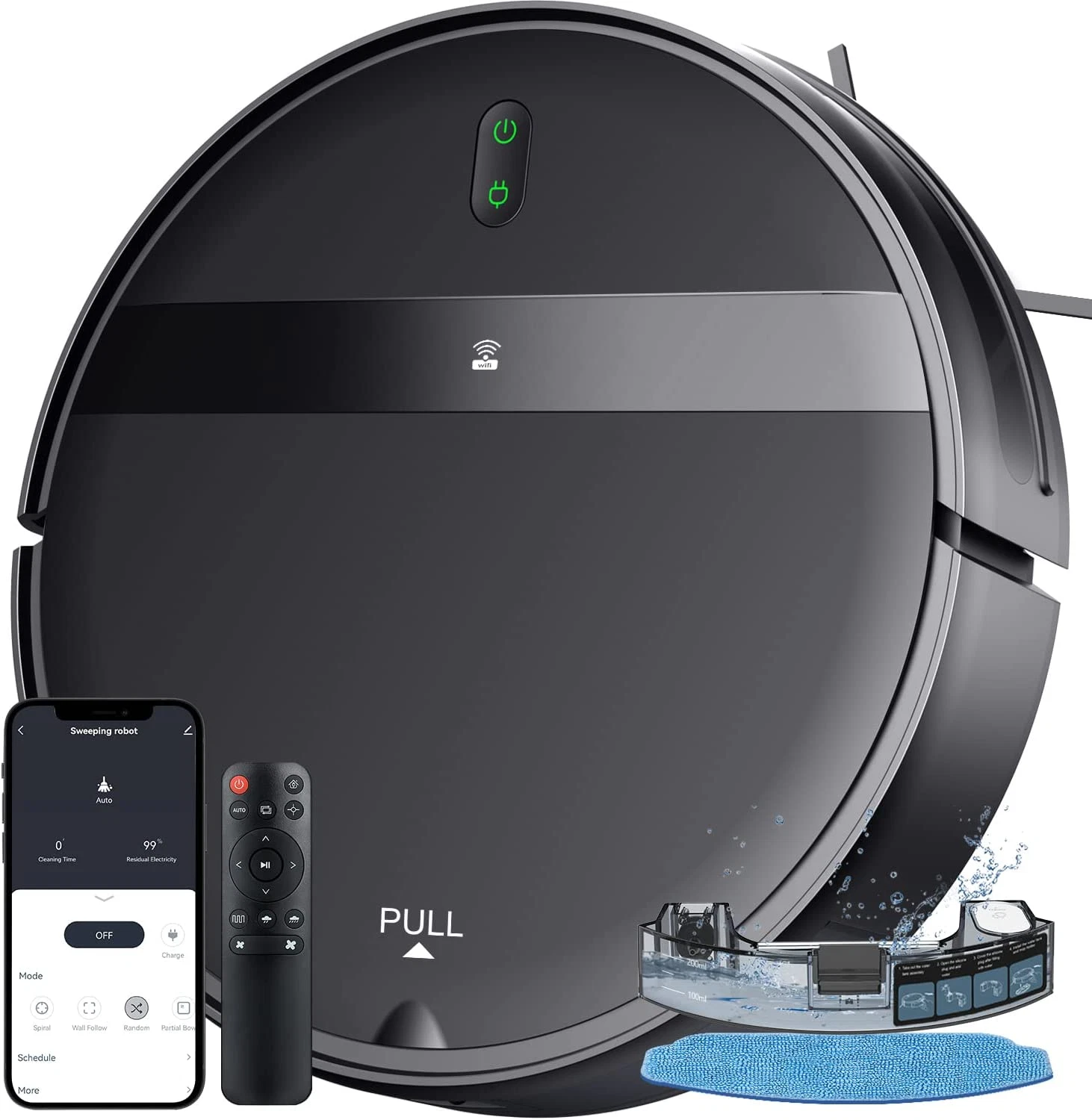 Robot Vacuum and Mop Combo, App/Alexa, Robotic Vacuum with Wifi/Bluetooth, Self-