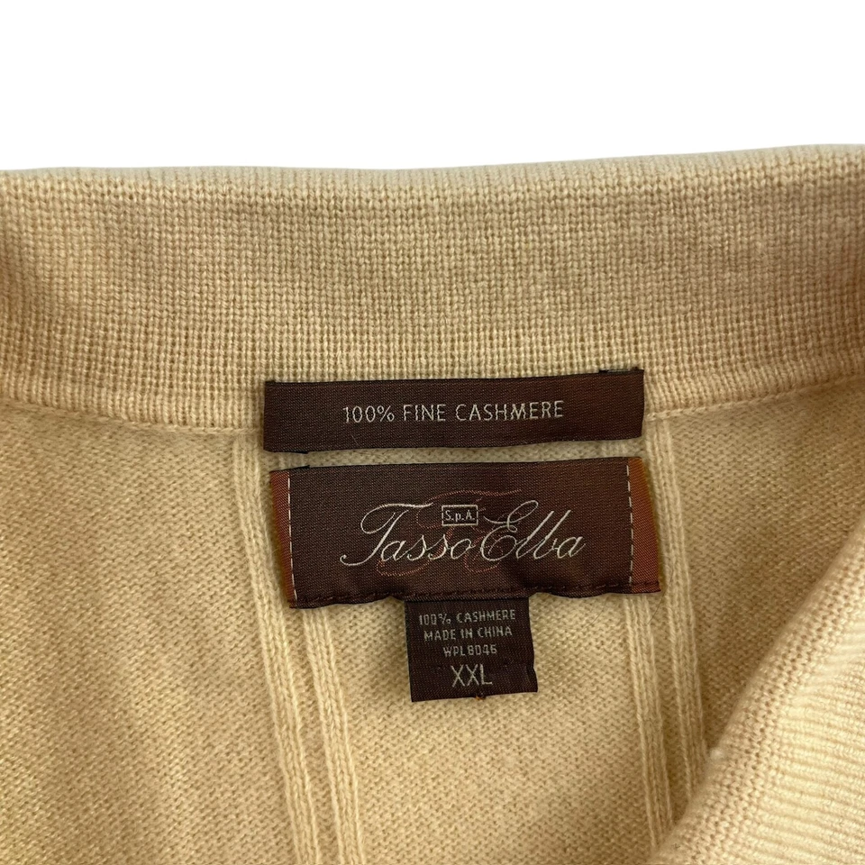 Tasso Ella Men’s 100% Cashmere Button Collar Sweater Yellow • 2XL - Image 3 of 4