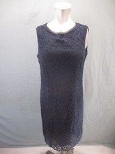 TALBOTS Size 14 Womens Black Lace Back Zip Sleeveless Midi Bodycon Dress 714