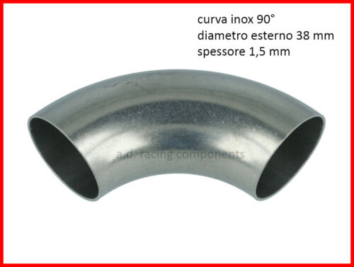 curva acciaio inox 304 38 mm 1,5 a saldare per collettore scarico moto auto 90 ° - Photo 1/1