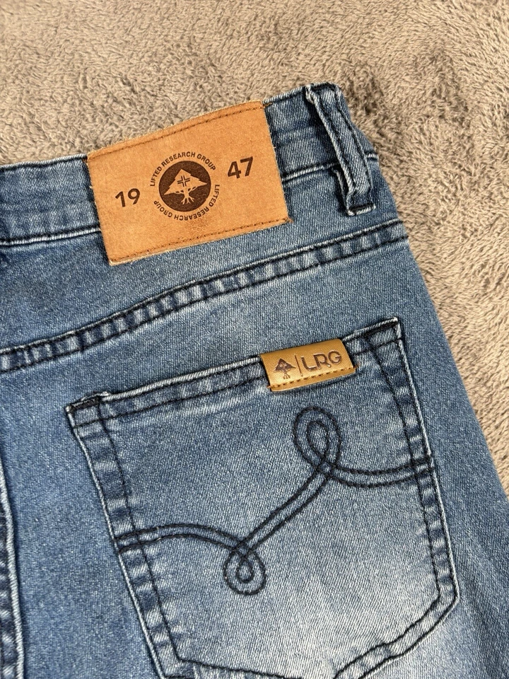 LRG Lifted Research Group Jeans Womens Blue Skinny Ribbed Biker 28x28 Stretch Foto 3 de 4