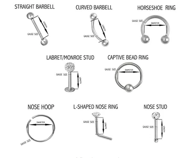 (4) Anillos para nariz enchapados en oro de 18k, bola redonda de 2 mm, estilo hueso de 20 g Foto 4 de 4