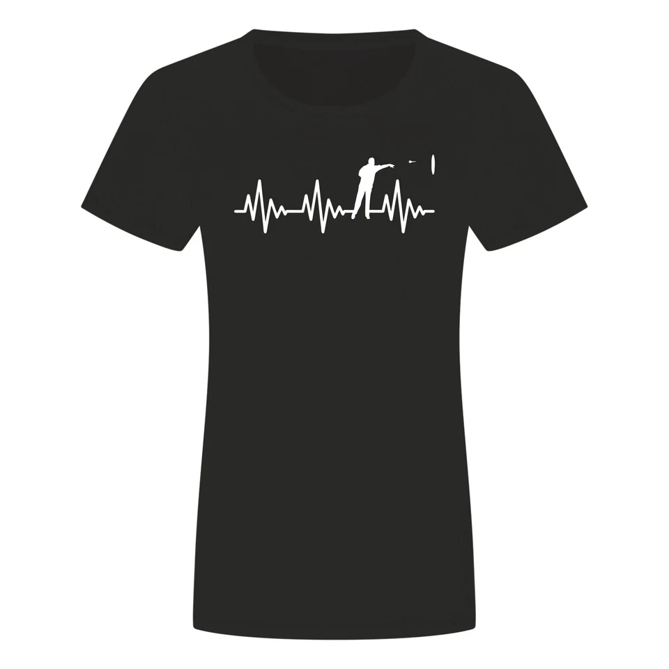 Herzschlag Dart Damen T-Shirt - Ekg Sport Scheibe Pfeil Dartpfeile - Bild 1 von 1