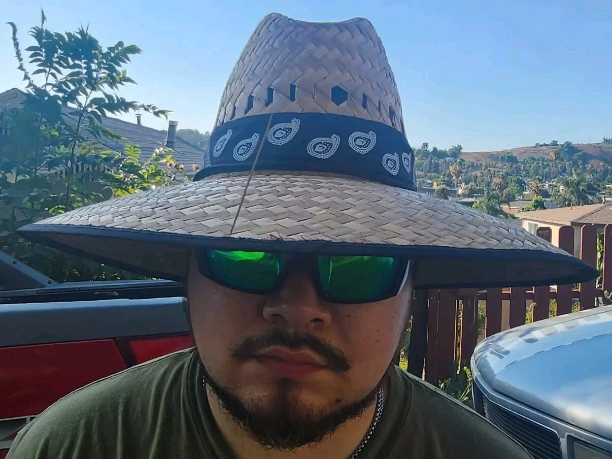 Lifeguard Palm Straw Sun Hat Extra Wide Brim Black Paisley Sombrero
Opens in a new window or tab