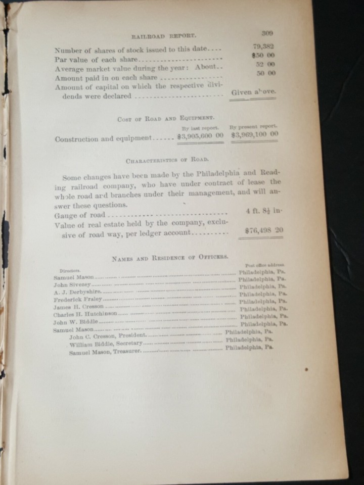 1873 RR report MINE HILL & SCHUYLKILL HAVEN RAILROAD Minersville 2
