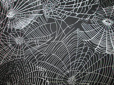                           SPIDERWEB SPIDER WEBS LRG WHITE BLACK COTTON FABRIC FQ