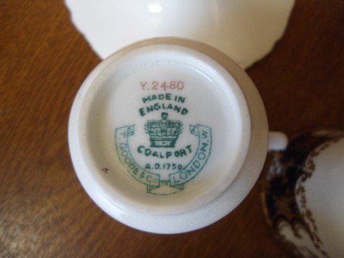 Coalport Cobalt Blue BATWING - 2 tazas y platillos de café espresso/demi taza - Imagen 14 de 14