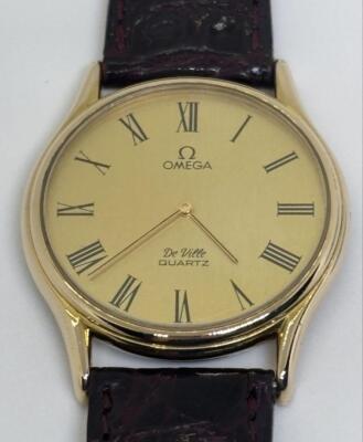 Omega De Ville Cal.1365 Vintage Gold Quartz Mens Watch Authentic