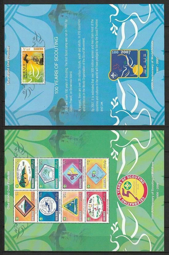Malediven aus 2008  ** postfrisch MiNr. 4646-4653 + Block 617 Pfadfinder - Bild 1 von 1