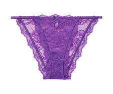 Victoria's Secret Dream Angels Purple Floral Lace Mini String Bikini Panty M NWT