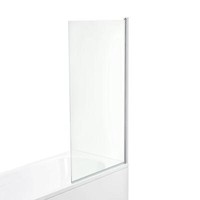 Shower Screen Over Bath Door 6mm Thick Glass Chrome Square Edge 1400 mm Panel