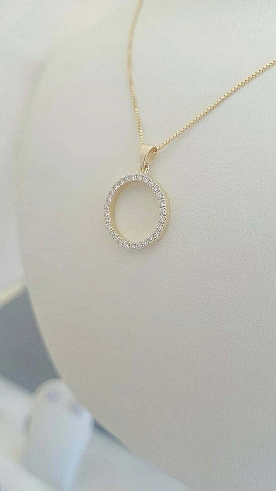 Ewigkeit Kreis 1CT Künstlicher Diamant Anhänger Gelbgold Versilbert 45.7cm - Bild 3 von 4