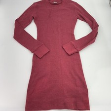 Aritzia TNA Red Long Sleeve Waffle Knit Dress Size Small