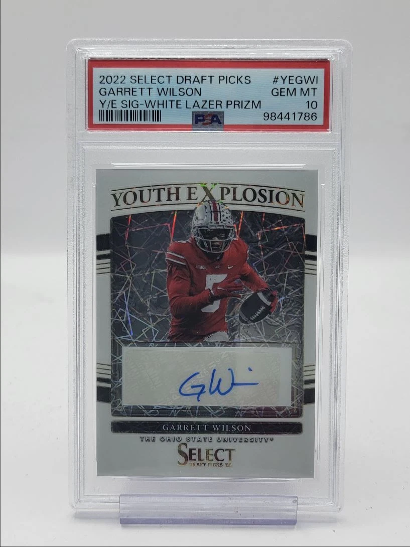 Garrett Wilson Panini Select Draft Picks Youth Explosion Signatures #YEGWI White Lazer