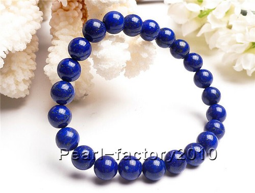 Natural Lapis Lazuli Blue Gemstone Round Beads Stretch Bracelet AAA 8mm - Picture 7 of 7