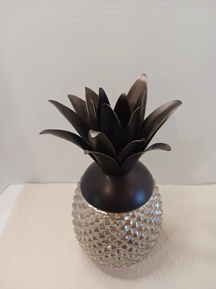 装饰玻璃和金属 2 件菠萝罐钻石玻璃图案 — 第 2/4 张图片