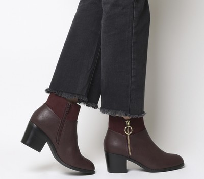 office burgundy ankle boots