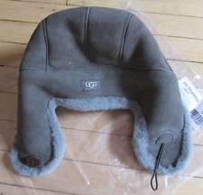 UGG Hat Bailey Aviator Trapper Sheepskin Shearling Gray One Size Lg-XLg New