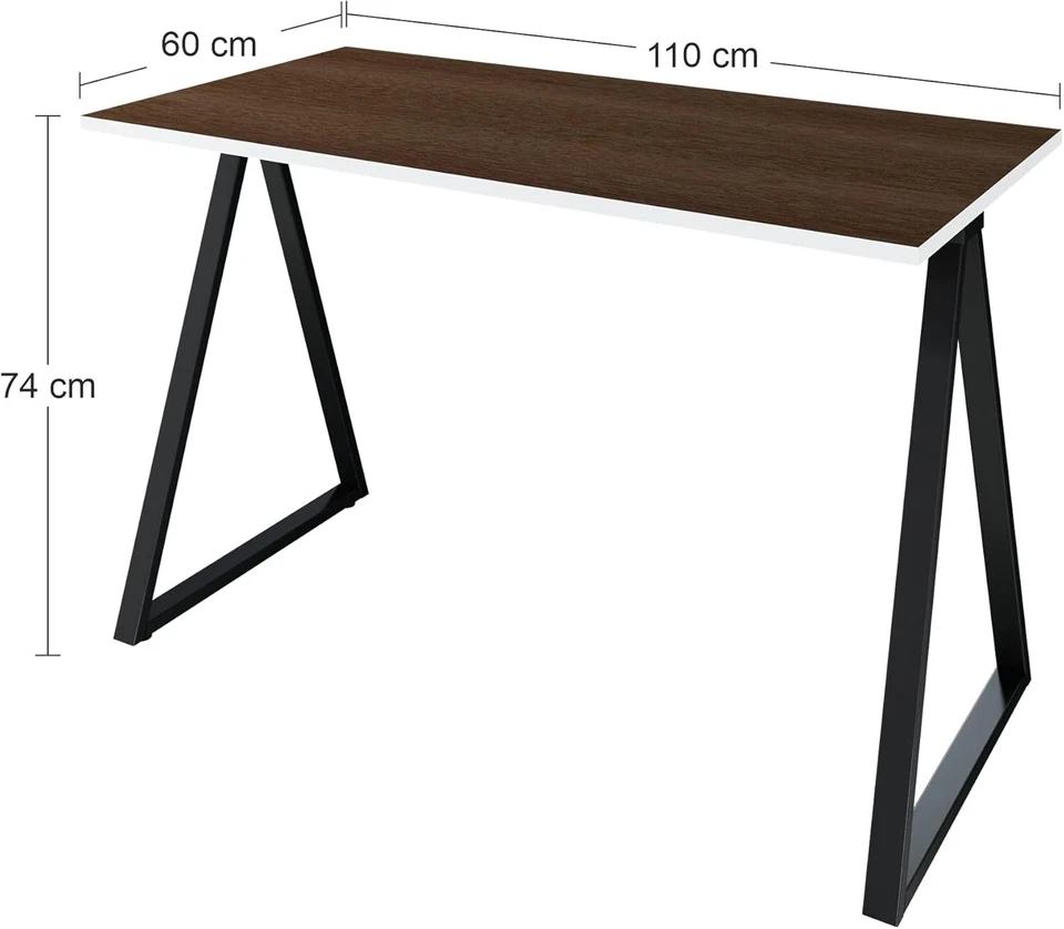 LEVIRA Wye Schreibtisch, 110 x 60 x 74 cm, Schwarz & Wenge Dunkel, Minimalistisc - Bild 3 von 4