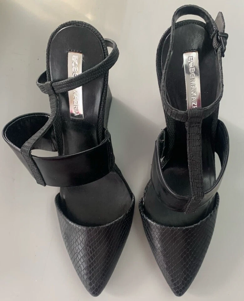BCBG MAX AZRIA SANDALIAS DE CUÑA PARA MUJER BLANCAS TALLA 8,5M NUEVAS Foto 3 de 4