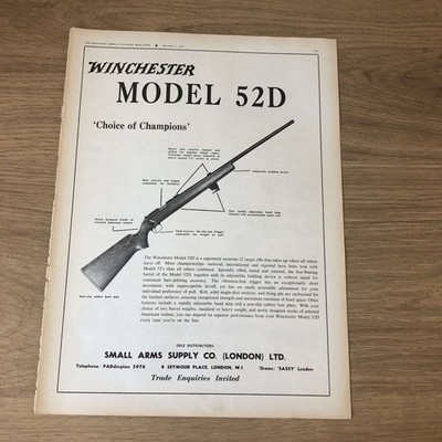 GUNS02 MAGAZIN WERBUNG 12X9 WINCHESTER MODELL 52D ZIELGEWEHR