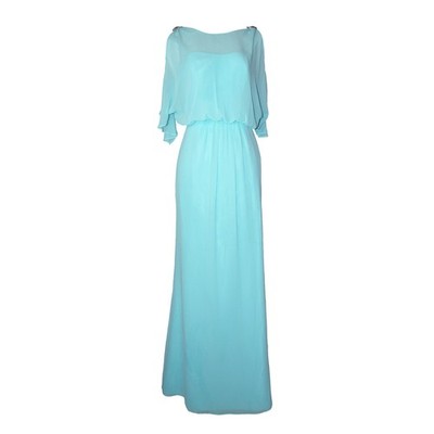 David's Bridal Turquoise Bridesmaid Elegant Long Dress With Crystal Details  Sz 2 | eBay