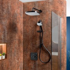 Mira Evoco Dual Thermostatic Mixer Shower Adjustable Fixed Heads Black Modern