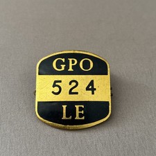 Vintage GPO 524 LE Postman's Enamel Security Badge Pin Brass & Enamel