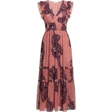 Ulla Johnson Silk Lurex Floral Maxi Dress Coral Statement Excellent 4