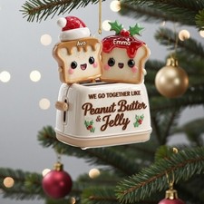 Personalized Peanut Butter  Jelly Toaster Couple Christmas Ornament Gift
