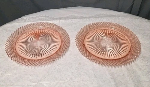 1935-1938 Anchor Hocking Miss America Pink Depression Glass, Two Dinner Plates