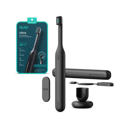 quip Ultra Next Generation Smart Sonic Electric Toothbrush with Travel Case Onyx