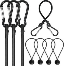 Heavy Duty 18 Inch Bungee Cords, 4 Pack with Carabiner Hooks + Bonus 8 Inch Ball
