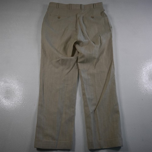 Peter Millar 32x30 Khaki Wool Linen Vitale Barberis Cuffed Italy Made Mens Pants - Picture 9 of 18