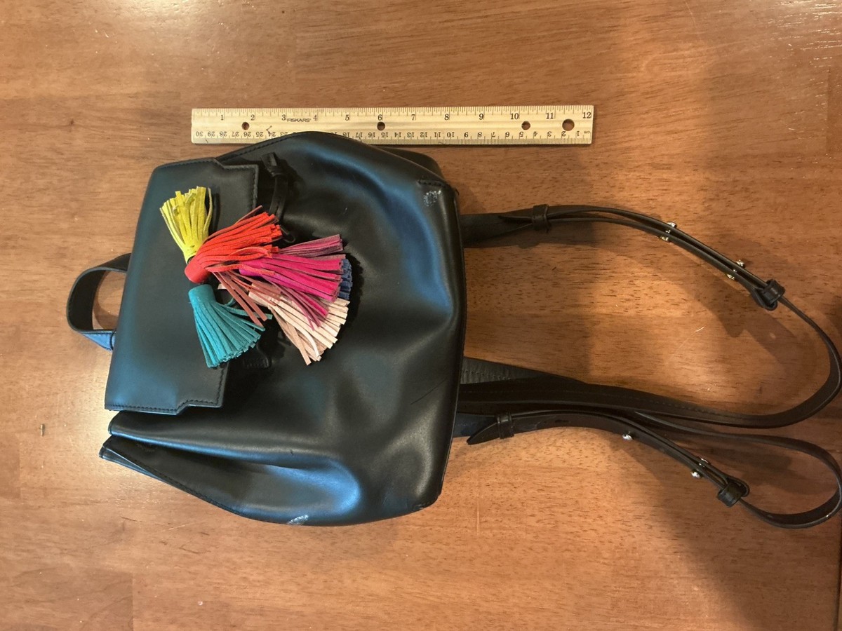 NWT REBECCA MINKOFF Sofia Tassel Black Backpack Bag. MSRP 