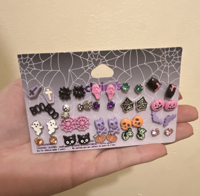 Claire's Halloween Stud Earrings Set, Nickel-Free Plastic, Butterfly, Multi