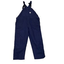 Carhartt FR NFPA CAT4 Cotton Duck Bib Quilt Lined Overalls Blue Large