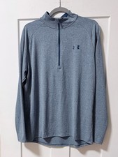 Under Armour Men's Tech 2.0 HeatGear 1/2 Zip Pullover Heather Blue L