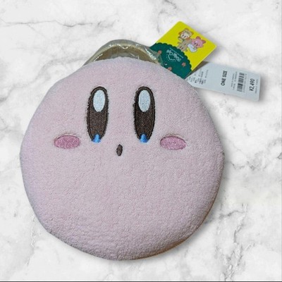 Kirby Cafe Plush Pouch Bag  Unused, Round, Pink & Cream, Boa & Faux