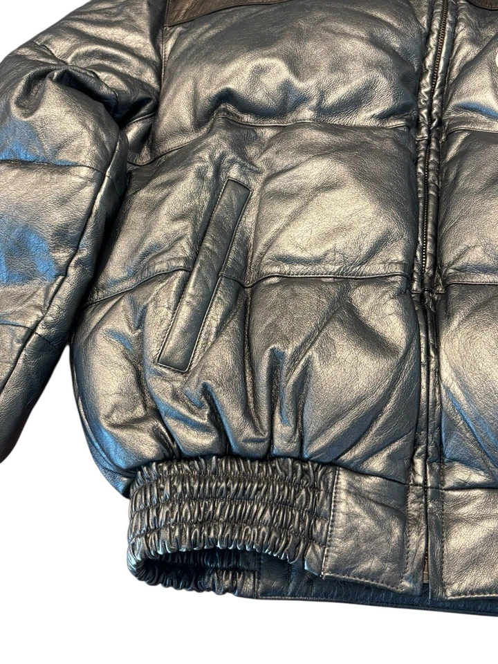 Vintage Detroit Red Wings NHL Leather Jacket Medium Carl Banks GIII Duck Down - Image 3 of 4