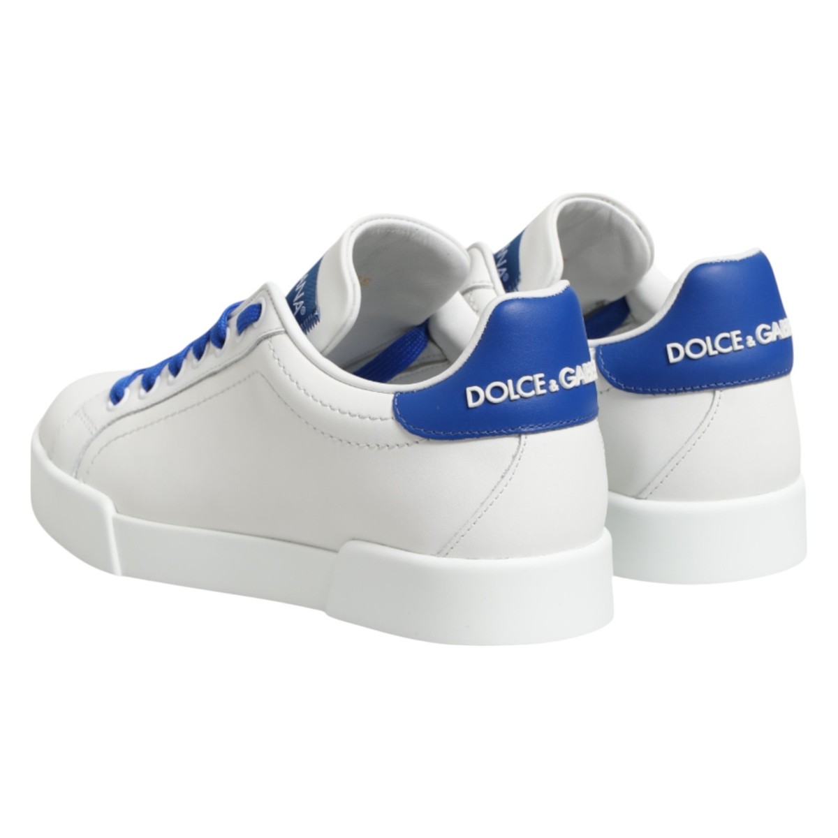 DOLCE & GABBANA Shoes White Blue Leather Low Top Sneakers EU36