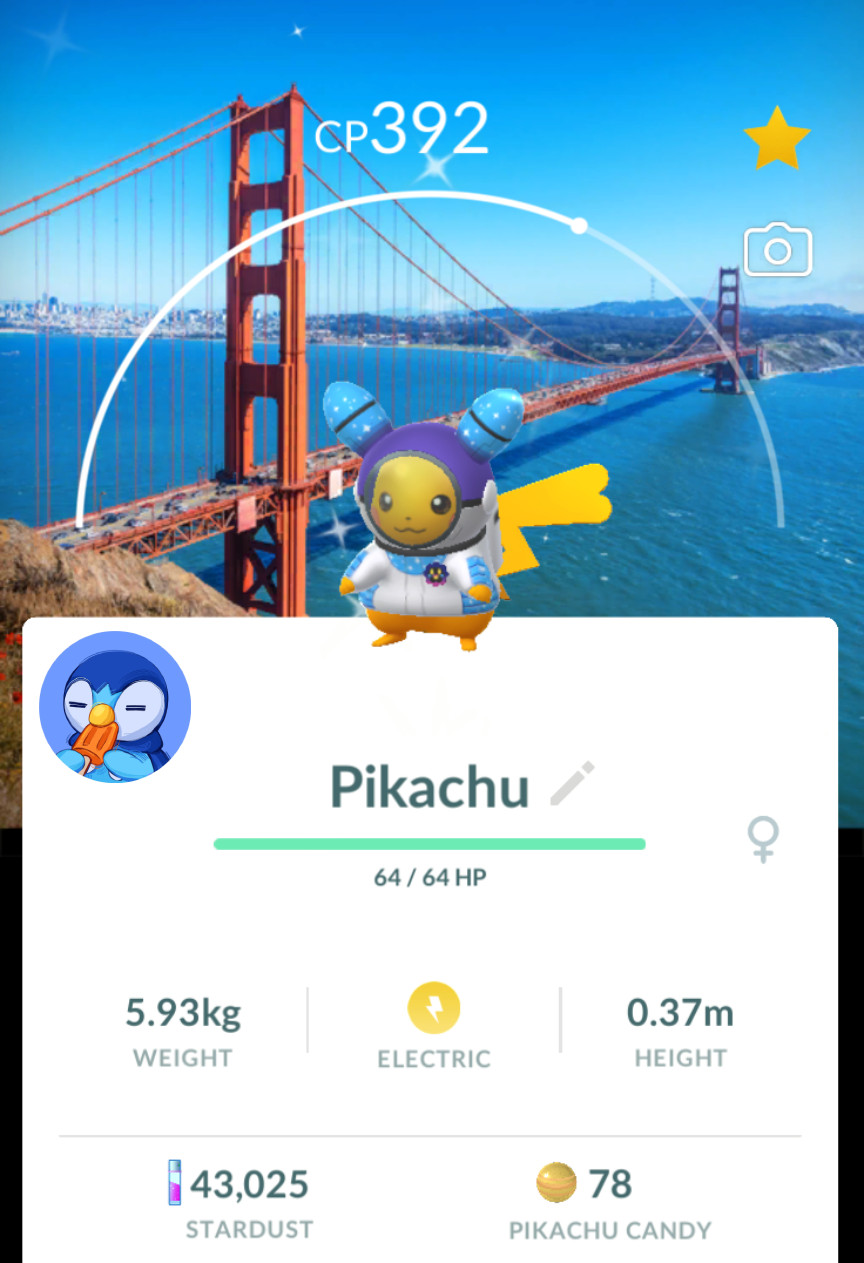 Shiny BG Pikachu Cosmog Spacesuit - San Francisco - Only Tr-de GO ✨