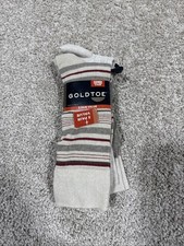 GOLD TOE Men's 3 pack Socks, socks size 10-13 fits shoe sz 6-12.5 Tan Stripe 234