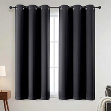 100 Blackout Curtains - Thermal Insulated Solid Thick Fabric Black Blackout