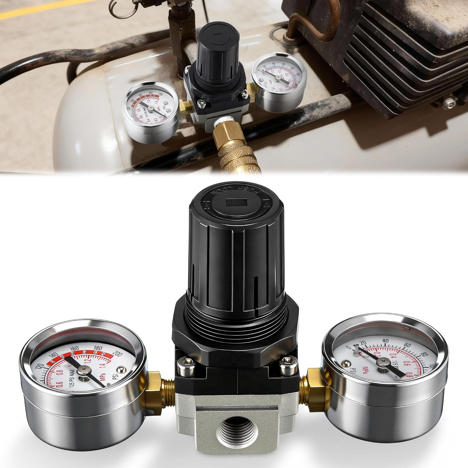 Regulator With 200 Psi Gauge For Dewalt Craftsman 1/4 Npt