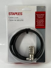 Staples 6.5 Ft Feet 2m Combination Cable Lock With Security Base Plate Kit