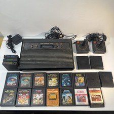 Atari 2600 System Black Console Bundle w/ 20 Games - Untested